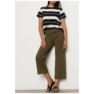 NWOT Sanctuary Denim The Marine Wide Leg Crop Jeans 29 Army Green Patch Pocket